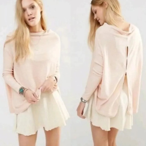 Free People Lover Pink Mock Neck Ribbed Sweater - Picture 4 of 8